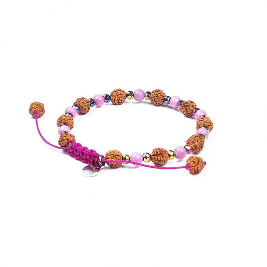 Pulsera Bienestar · Rodonita y hematita – detalle