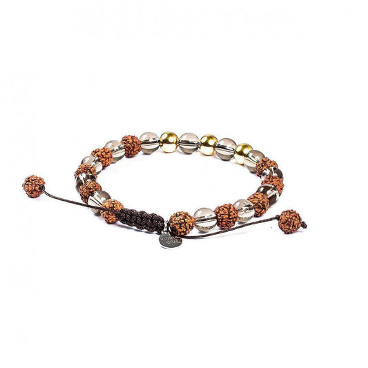 Pulsera de la Estabilidad Oro 14K · Cuarzo ahumado – detalle