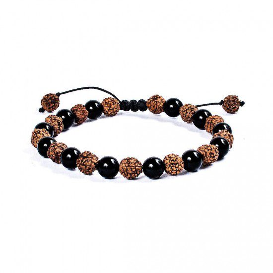 Ancestral Shield Bracelet - Black Obsidian