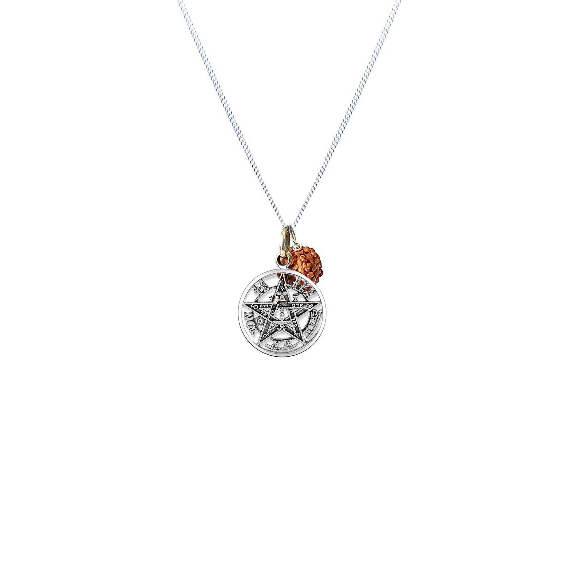 Collar Antibrujería con Tetragrámaton y Rudraksha | Protección contra brujería