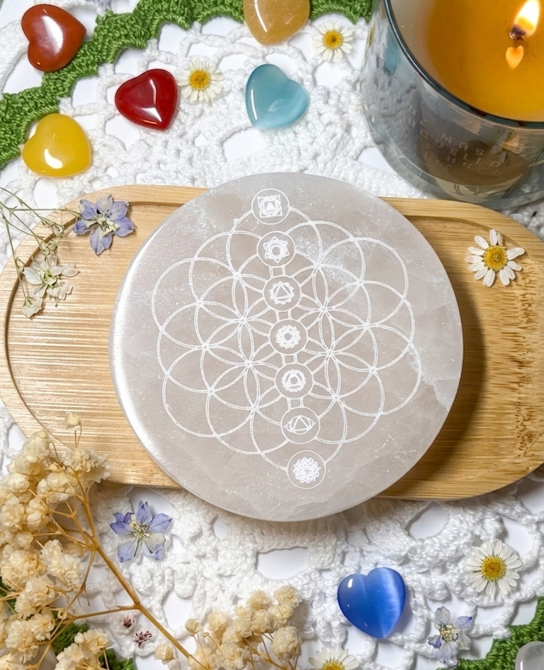 Selenite Circular Plate (6-7 cm) – Energy Cleanser