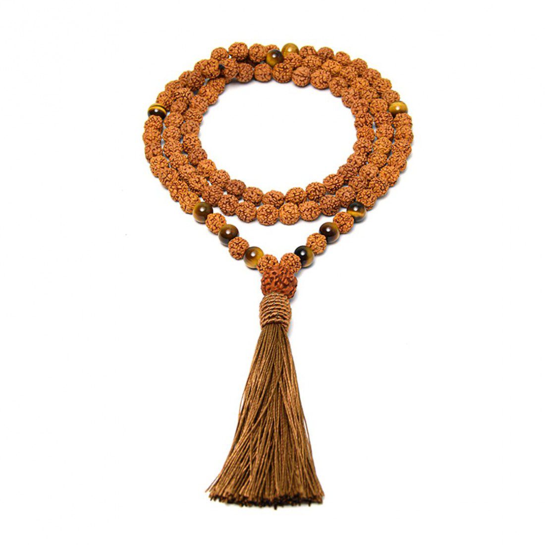 Japamala de la suerte Rudraksha ojo de tigre