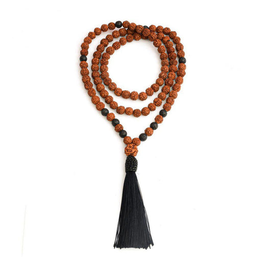 Japamala de la Fertilidad Rudraksha piedra volcánica