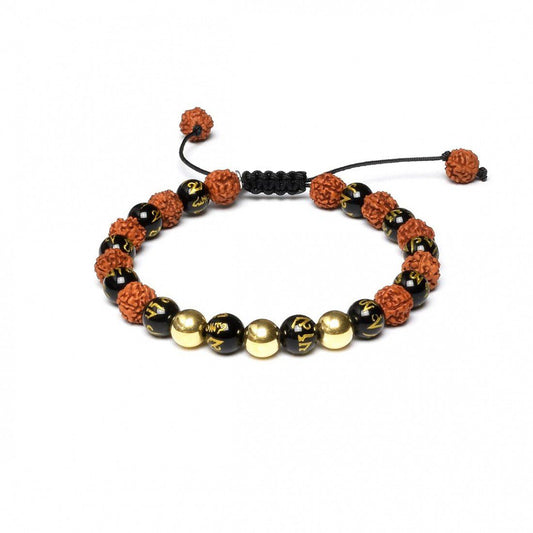 Pulsera 6 Perfecciones Oro 14K Unisex · Cuarzo negro