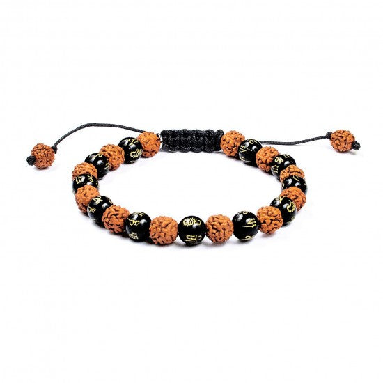 Pulsera de las 6 Perfecciones · Cuarzo negro grabado