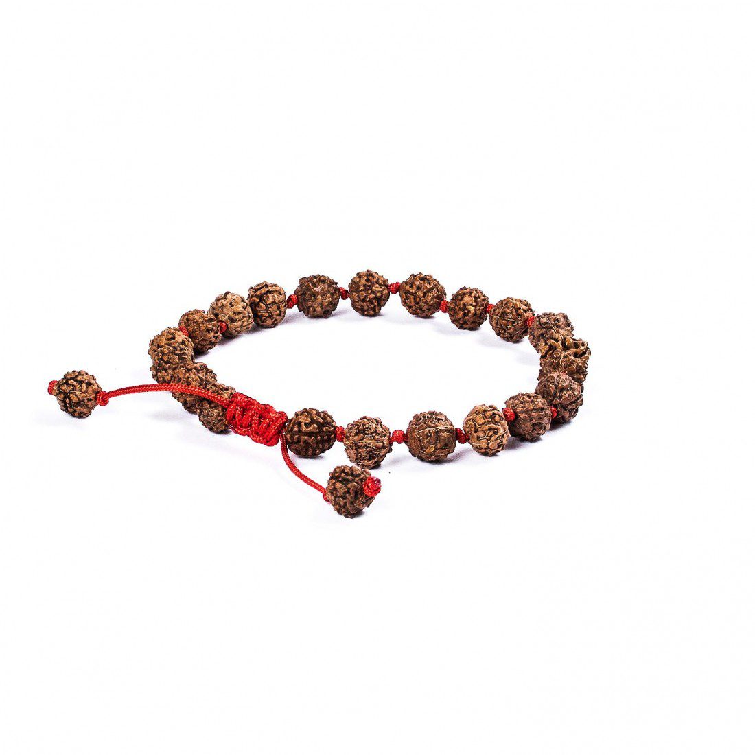 Pulsera del Amor · Cordón rojo y rudraksha – detalle