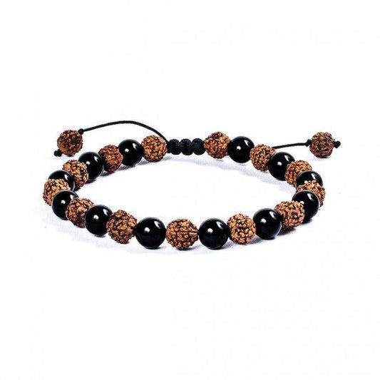 Pulsera Escudo Ancestral · Obsidiana negra