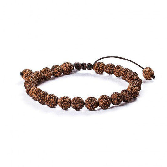 Pulsera Harmony · Rudraksha y cordón marrón