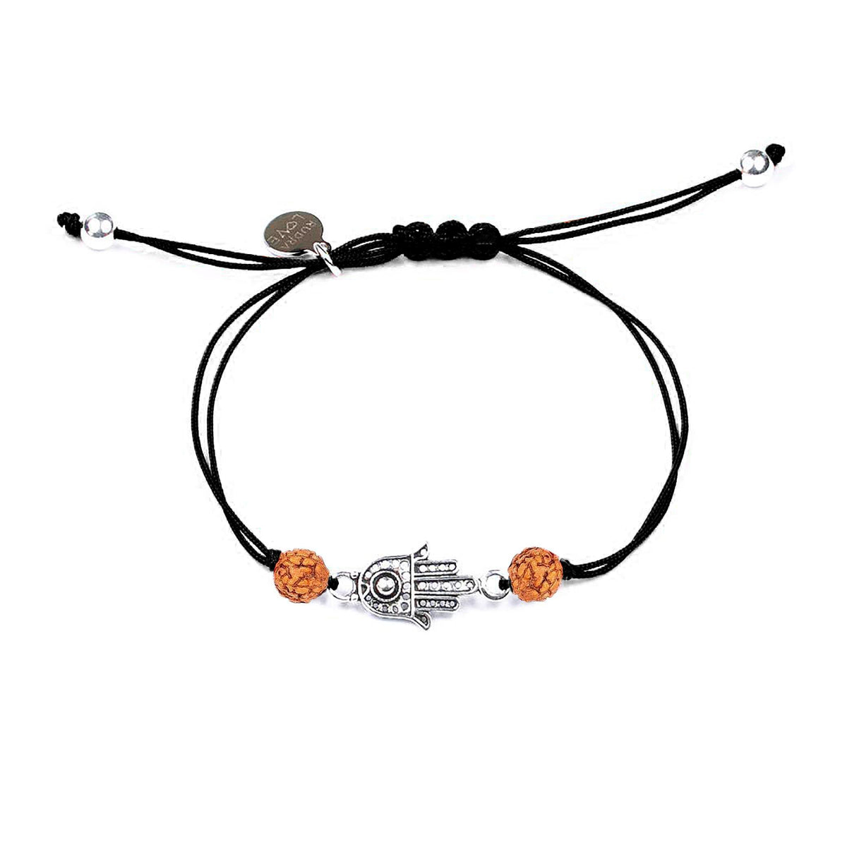 Pulsera Mano de Fátima · Rudraksha natural