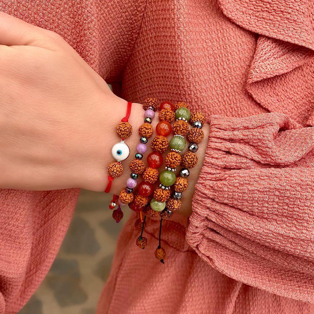 Pulsera Purificación · Ojo turco blanco – detalle
