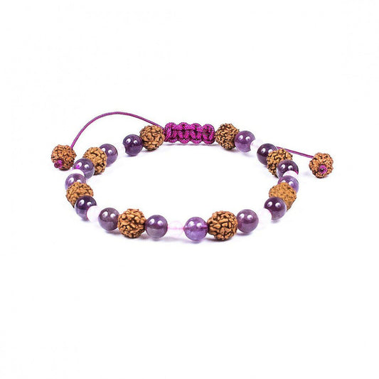 Pulsera Secreto de la Felicidad · Cuarzo rosa y amatista